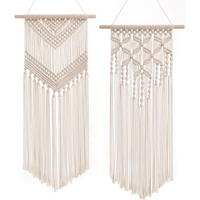 Décoration murale en macramé tissé à la main, écologique, en coton, avec un design géométrique vertical, pour une décoration bohème de la maison
