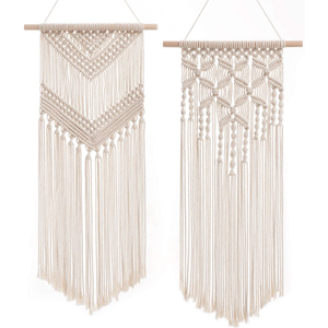 Arazzo da Parete Moderno Fatto a Mano in Macramè di Cotone Ecologico con Design Geometrico Verticale per Arredamento Boho - Product Image 4