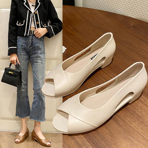 Nuevo estilo, vestido, zapatos de oficina para boda, sandalias con punta de boca de pescado, tacón bajo, tacón grueso, sandalias de cuña al aire libre para mujer, transpirables - Product Image 2