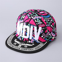 Gorra Snapback con Estampado de Grafiti Geométrico, Bordado 3D en Relieve, Visera Plana, Estilo Hip Hop Urbano, Unisex, Ajustable, para Exteriores, Protección Solar, Gorra de Béisbol