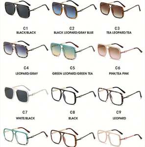 Gafas de Sol Personalizadas con Logotipo, Estilo Vintage 2025, para Hombre y Mujer, Montura Grande de Aleación, Protección UV400, Doble Puente, Diseño Cuadrado de Piloto, para Conducir - Product Image 6