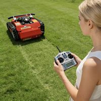 Mesin Pemotong Rumput Robot Cerdas Kendali Jarak Jauh untuk Lereng Terjal, Mesin 2-Tak Kelas Industri, Pemotong Rumput Taman Beroda Rantai yang Dioperasikan dari Jarak Jauh