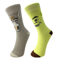 Nouvelles chaussettes mi-mollet pour homme, motif dessin animé chiot, décontractées, antibactériennes, printemps, faites à la main, oreilles d'animaux, couple, avec personnalité