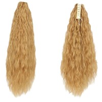 Perruque queue de cheval à pince pour femme, effet ondulé et volumineux, en fibre synthétique haute température, sans permanente ni teinture, durée de vie 6 mois