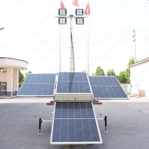 Tour d'<span class=keywords><strong>éclairage</strong></span> solaire LED avec panneau solaire pliable monté sur remorque, mât télescopique hors réseau pour <span class=keywords><strong>chantier</strong></span> extérieur - Product Image 3