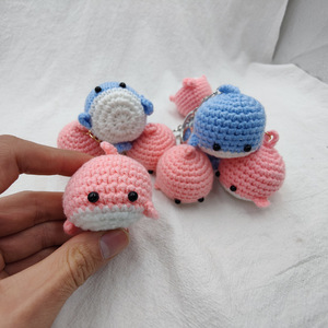 Small Amigurumi Plush Sea Creature Whale Key <b>Ring</b> Crochet Whale Doll Key Chains Kawaii Ocean Animals Toys Macrame Whale Keychain - Product Image 2