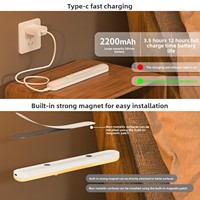 Bande lumineuse LED à détecteur de mouvement, dimmable, super lumineuse, rechargeable par USB, sans fil, à coller, veilleuse pour escaliers, marches, placard