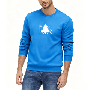 Sweat-shirt pour homme en molleton de coton et polyester de qualité supérieure, coupe classique légère, 270 GSM, bleu clair, fabriqué sur mesure en usine - Product Image 3
