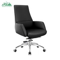 Chaise de direction Wayon en cuir synthétique stable avec base en métal et base à patins pour salles de réunion professionnelles, consultation de bureau