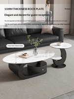 Table basse ovale moderne en bois de luxe léger italien, design noir et blanc, pour salon, mobilier de maison, sans rangement extérieur