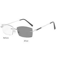 Lunettes photochromiques anti-lumière bleue pour hommes, lunettes optiques pour une utilisation quotidienne, verres correcteurs, montures de lunettes sans monture pour la myopie