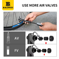 Pompe à châssis portable BAIMEI pour mini-vélo avec manomètre haute pression pour valves françaises/américaines - Valve intelligente 120 PSI étanche