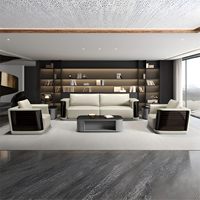 Ensemble de canapés de bureau modernes de luxe, 1+1+3, mobilier de salon exécutif en cuir minimaliste italien avec table basse assortie