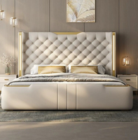 Lit plateforme moderne King Size avec tête de lit réglable en cuir, rembourré en PU, écologique, de haute qualité, garantie 5 ans