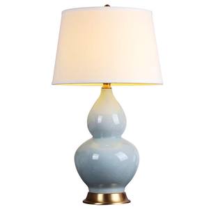 Nouvelle lampe de table en céramique de style chinois/européen avec abat-jour en lin, lampe de chevet pour chambre à coucher, salon, villa - Product Image 5