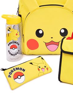 Fabrik OEM Langlebiges 4-Teiliges Rucksack-Set aus Polyester mit Lunchbox, Wasserflasche und Federmäppchen, Gelb, Pokémon <span class=keywords><strong>Pikachu</strong></span> - Product Image 4