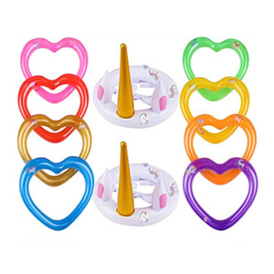 Nouveau personnalisé PVC gonflable amour licorne virole lancer anneau arc-en-ciel tête de cheval cerceau chapeau <span class=keywords><strong>jeux</strong></span> de fête en plein air <span class=keywords><strong>Halloween</strong></span> noël - Product Image 1