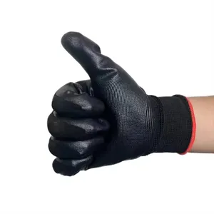 Hot Sale Factory Polyester Direct Polyester Black Labor Protectin Gloves Safety Gloves Construction Woking Gloves