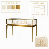 Table de présentation de bijoux en verre trempé et métal de luxe, vitrine à bijoux, comptoir de présentation personnalisé pour magasin de bijoux