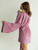 QINSI 2026 Nouvelle Robe Élégante pour Femme Automne, Peignoir Rose en Velours pour Femme, Robe de Chambre à Manches Longues en Tricot