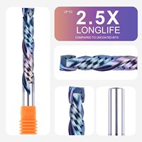 Fraise à spirale de compression, queue de 1/2 pouce, revêtement TAC, longueur de coupe 3 pouces, carbure de tungstène, pour CNC, bois, PVC, MDF, acrylique
