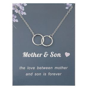 Moda 2 círculos colgante redondo <span class=keywords><strong>amistad</strong></span> collares gargantilla Simple mujeres clavícula cadena declaración madre e hijo joyería gargantilla - Product Image 2