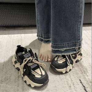 Wholesale Summer New Arrival <b>Women</b> Lace-up Casual Sneakers Thick Soled Bottom Black Sports <b>Shoes</b> - Product Image 5