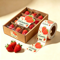 Etiquetas Adhesivas Personalizadas de PVC con Código de Barras para Frutas, Resistentes al Agua y al Calor, para Empaquetado de Fresas