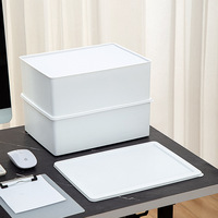 Boîte de rangement en plastique moderne transparente multifonction A4 avec couvercle pour dortoir, bureau, organisateur de fournitures diverses