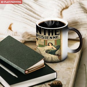 Mug en céramique noir givré 11oz, sensible à la chaleur, changeant de couleur, prêt pour la sublimation - Product Image 3