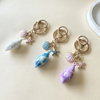 Porte-clés pendentif coquillage et étoile de mer en acrylique plaqué couleur, style transfrontalier euro-américain, pour fille océanique, porte-clés de sac de grande valeur