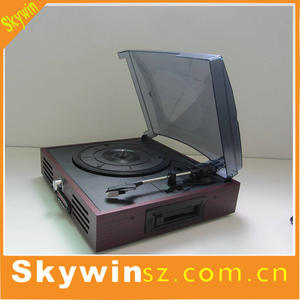 Tourne-disque Skywin avec lecteur MP3 USB, en bois claret, haut-parleur rétro - Product Image 4