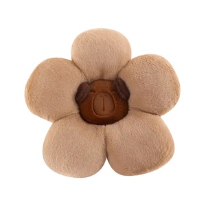 Coussin de soutien lombaire et de taille <span class=keywords><strong>pour</strong></span> siège de voiture et de bureau, en peluche d'hiver mignon motif capybara dessin animé, garni de coton PP et orné de fleurs - Product Image 5