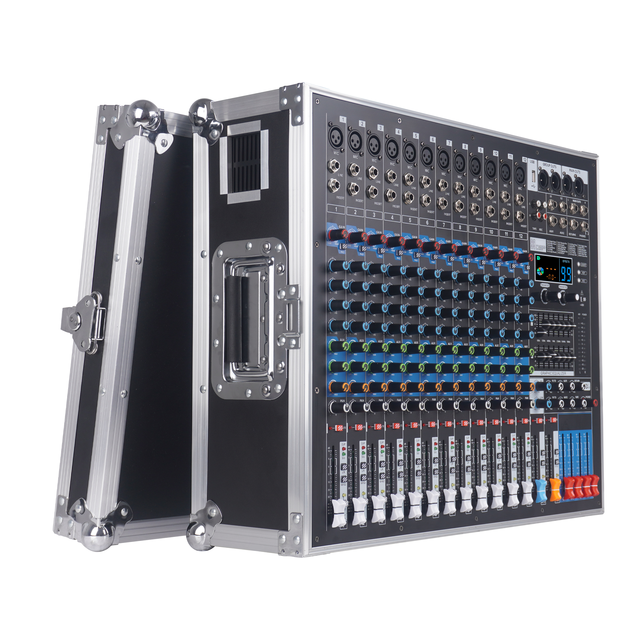 12-Channel 4X1200W Active Mixer Audio Sound System Professional Controller Audio Mixing Console Karaoke Power Mixer Amplifier