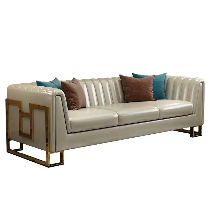 Sofá de couro estilo europeu para sala de estar moderna personalizada, alta qualidade e preço barato, lobby do hotel, villa, sofá secional