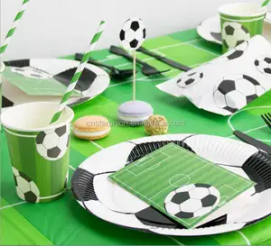 Tema futebol balão de aniversário fontes do partido menino decoração conjunto de talheres descartáveis bandeja copo de papel toalha de mesa guardanapo de papel