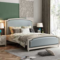 Lit de Luxe Crème Style Européen Moderne, Lit Double 2m en Bois Massif Américain, Lit de Princesse pour Chambre Parentale