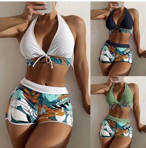 Conjunto de Bikini de Talle Bajo con Tirantes para Mujer, Traje de Baño Corto Estampado con Tanga, Ropa de Playa, Traje de Baño - Product Image 2