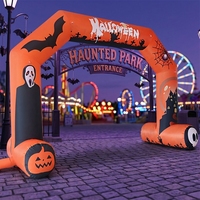 Arche gonflable imperméable pour Halloween en forme d'arbre mort avec motifs fantôme, citrouille et hibou, en tissu Oxford résistant aux intempéries avec piquets de sol
