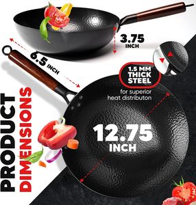12.5&quot; High Quality Nonstick Restaurant Quality Set Traditional Stir <strong>Fry</strong> <strong>Carbon</strong> <strong>Steel</strong> Chinese Cast Iron Wok <strong>Pan</strong> with Shovel Lid
