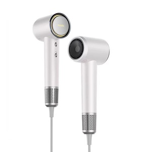 Sèche-cheveux Moido S1 avec moteur DC, ionique, pour soins capillaires à domicile, finition blanc brillant et poudre dorée - Product Image 1