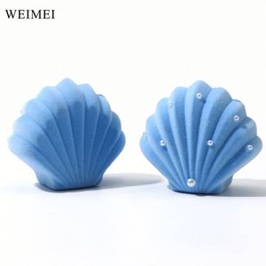 Blue Velvet <b>Earring</b> <b>Box</b> Pearl Shell Shaped <b>Gift</b> <b>Box</b> for Jewelry Pendant Pearl Rings - Product Image 3