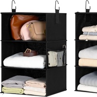 Sac de rangement suspendu pliable extra profond avec 2 poches en filet - Robuste et durable pour vêtements, chapeaux, dortoirs et salons