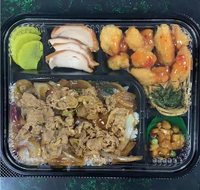 Boîte à Lunch japonaise classique à 5 compartiments, en plastique noir, pour une emporter rapide, Bento emballage aliments, ml
