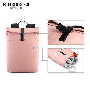 Kingsons Women's <b>Backpack</b> Solid Color <b>Waterproof</b> 20-35L Laptop Bag For Commuting Travel - Product Image 2