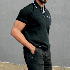 Nuova Moda 2026: Maglietta Polo a Maniche Corte con Tasca, <span class=keywords><strong>Slim</strong></span>-<span class=keywords><strong>Fit</strong></span>, in Maglia, <span class=keywords><strong>Abbigliamento</strong></span> Casual da <span class=keywords><strong>Uomo</strong></span> - Product Image 4