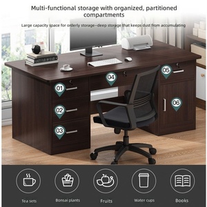 Modern Minimalist <strong>Desk</strong> with Single Office Staff Computer <strong>Desk</strong> <strong>Bedroom</strong> Home <strong>for</strong> Lock Drawers Artificial Board Surface - Product Image 4