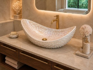 Comptoir de lavabo de salle de bain en résine marbrée moderne, résistant à l'eau, facile à nettoyer, de qualité supérieure, lavabo de luxe sanitaire - Product Image 3