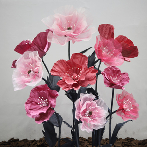 GJ-GF09 Wholesale <b>White</b> Red <b>Roses</b> Giant Flower Paper Decorations Crepe Paper Flower Giant <b>Rose</b> Flower Wedding Decor - Product Image 1