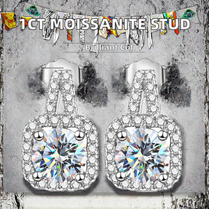 Boucles d'oreilles pendantes GRA 1CT, taille brillant, 2 rangées, moissanite, forme de cœur, plaqué or, unisexe, argent sterling 925, bijoux fins de fiançailles - Product Image 2